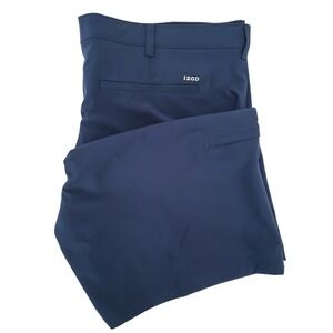 IZOD Golf Shorts Mens 44 Peacoat Navy Solid Polyester Stretch Zippered Pockets